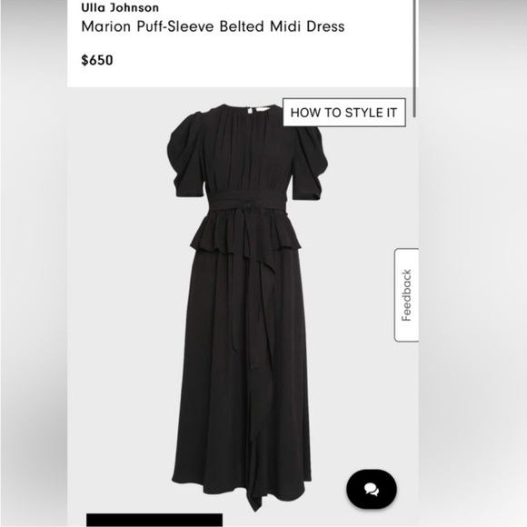 Ulla Johnson Marion Puff Sleeve Belted Peplum Midi Dress - Picture 8 of 12